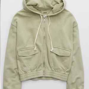 AERIE Mint Green Zip Up Jacket